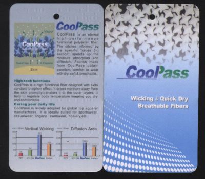 COOLPASS--江蘇恒力化纖有限公司，功能主要是吸濕排汗